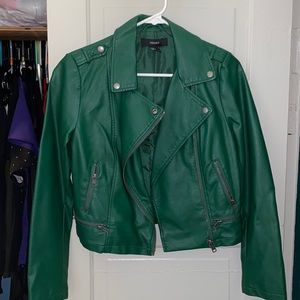 Green faux leather jacket